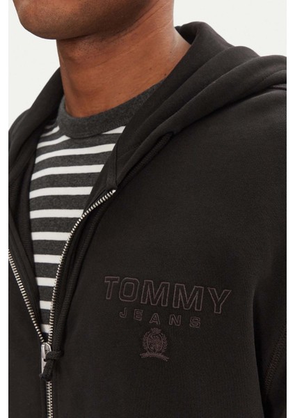 Erkek Tjm Varsity Tonal Fermuarlı Sweatshirt - Siyah fırsatları