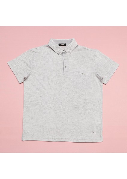 Erkek Polo Yaka Kısa Kol Tişört - (M-2xl) - DJS-273 - Gri Melanj
