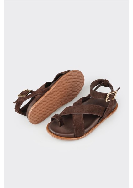 Kahve Deri Kadın Parmak Arası Sandalet modelleri