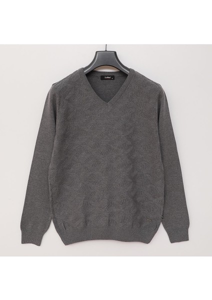 Erkek V Yaka Uzun Kol Ince Sweatshirt - (M-2xl) - 189055 - Melanj