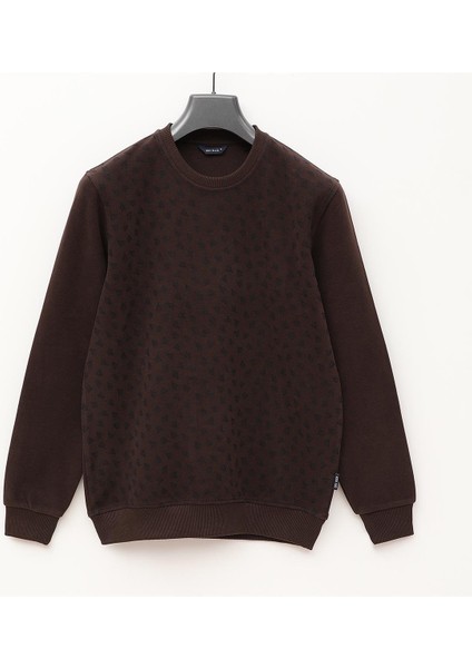 Erkek Uzun Kol Ince Sweatshirt - 2403 - Kahverengi