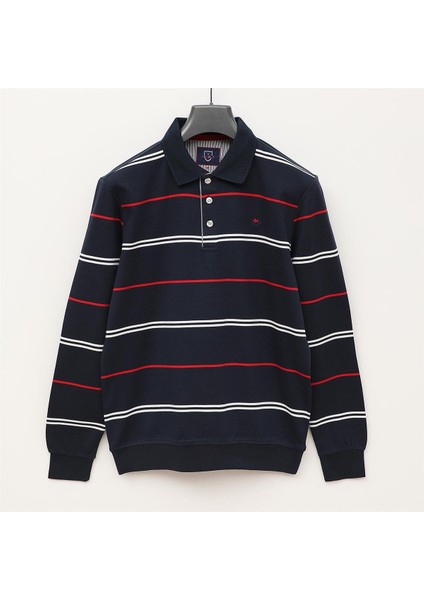 Erkek Uzun Kol Ince Polo Yaka Sweatshirt - CZT-114 - Lacivert