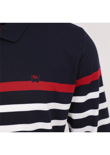 Erkek Polo Yaka Uzun Kol Ince Kazak - (M-3xl) - CZT-142 - Lacivert modelleri