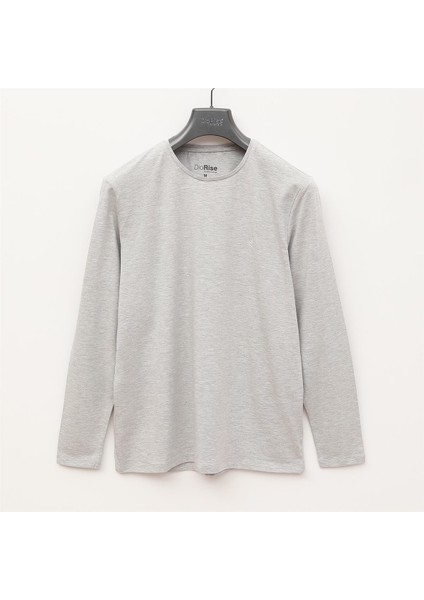 Erkek Uzun Kol Ince Tişört - SMU-108 - Gri Melanj