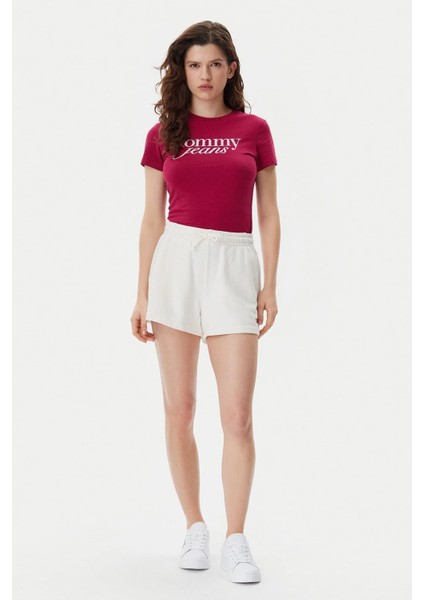 Kadın Tjw Yazı Logo T-Shirt - Bordo modelleri