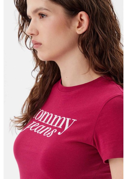 Kadın Tjw Yazı Logo T-Shirt - Bordo fırsatları