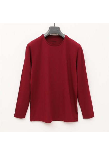 Erkek Uzun Kol Ince Tişört - SMU-108 - Bordo