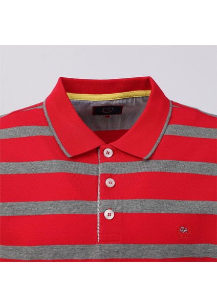 Erkek Kısa Kol Polo Yaka Tişört - CZT-151 - Füme - Kırmızı fiyatları
