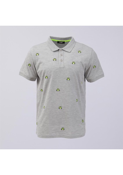 Erkek Kısa Kol Polo Yaka Tişört - PL-472 - Gri Melanj