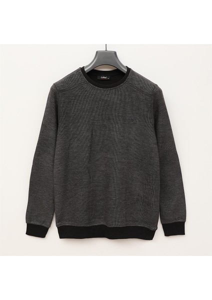Erkek Uzun Kol Ince Polo Yaka Sweatshirt - DIK-3701 - Siyah