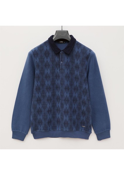 Erkek Uzun Kol Ince Polo Yaka Tişört - PPS-2505 - Indigo