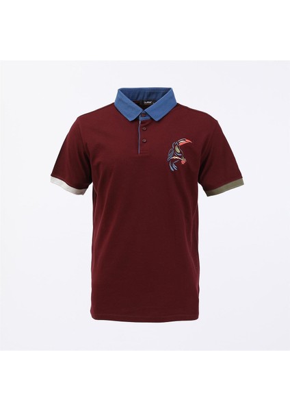 Erkek Kısa Kol Polo Yaka Tişört - PL-481 - Marine - Bordo