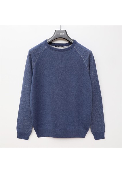 Erkek Polo Yaka Uzun Kol Ince Sweatshirt - (M-2xl) - 180780 - Indigo Melanj