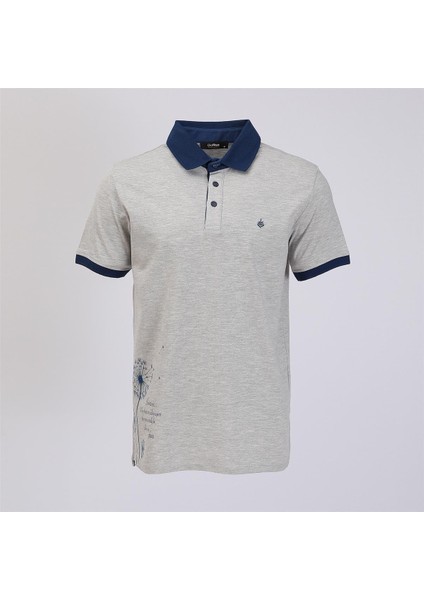 Erkek Kısa Kol Polo Yaka Tişört - PL-483 - Gri Melanj