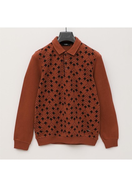 Erkek Uzun Kol Ince Polo Yaka Tişört - PPS-2507 - Kiremit