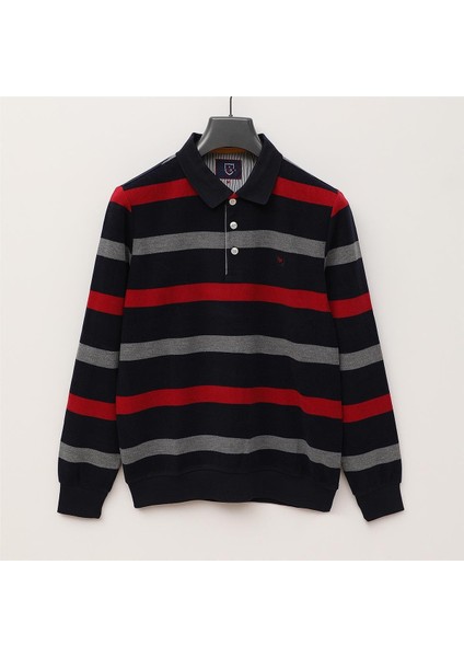 Erkek Uzun Kol Ince Polo Yaka Sweatshirt - CZT-118 - Lacivert