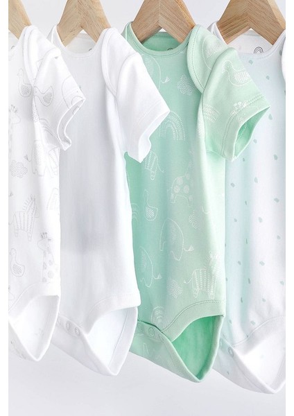 % 100 Pamuklu Adaçayı Yeşili Kısa Kollu 4’lü Body Zıbın Set modelleri