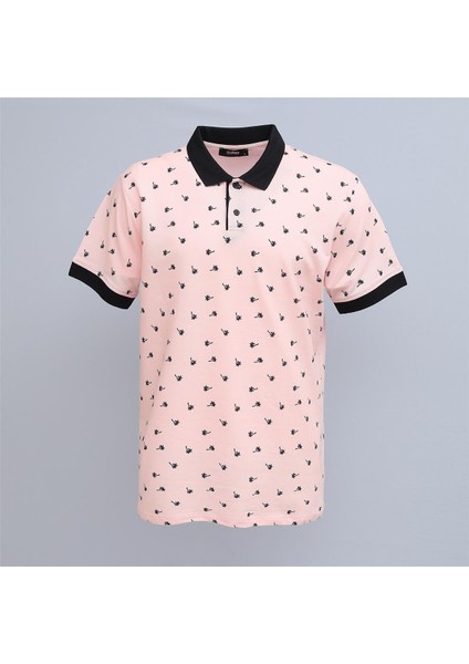 Erkek Kısa Kol Polo Yaka Tişört - PLE-377 - Açık Pembe