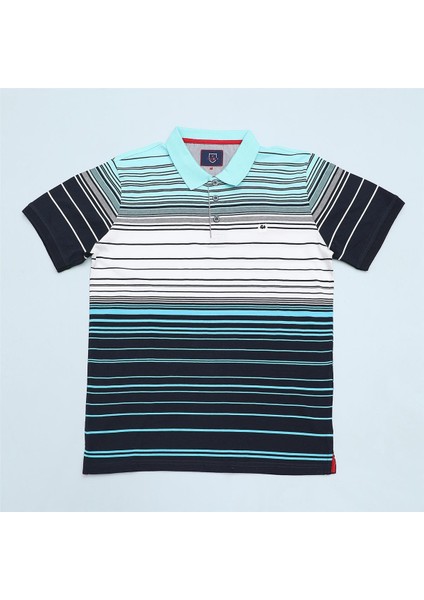 Erkek Polo Yaka Kısa Kol Tişört - (M-2xl) - CZT-158 - Lacivert - Turkuaz