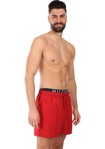 Erkek Medıum Drawstring Yüzme Şortu - Kırmızı