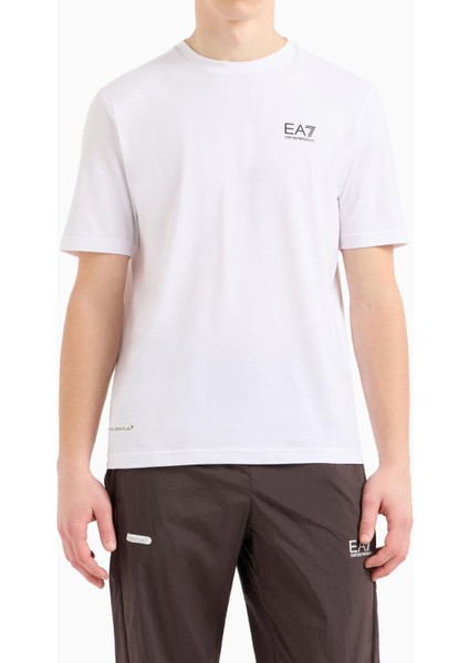 Erkek Ea7 Bisiklet Yaka T-Shirt - Beyaz