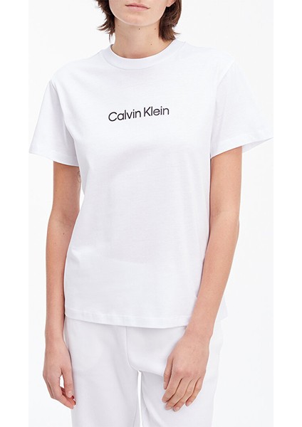 Kadın Ck Hero Logo Regular T-Shirt - Beyaz