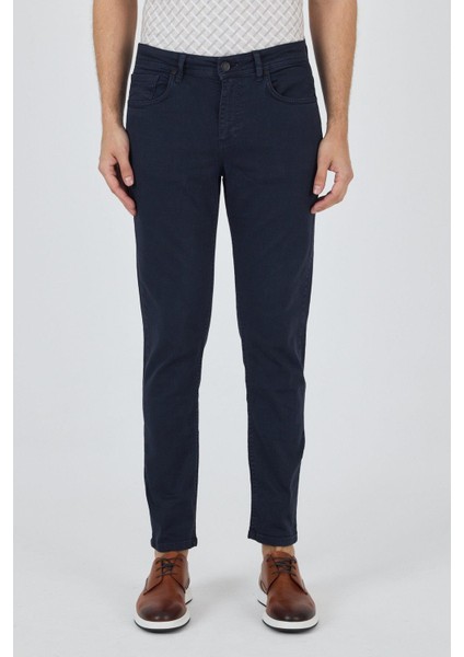 Koyu Lacivert Pamuklu 5 Cep Casual Slim Fit 5 Cep Pantolon 1003250318