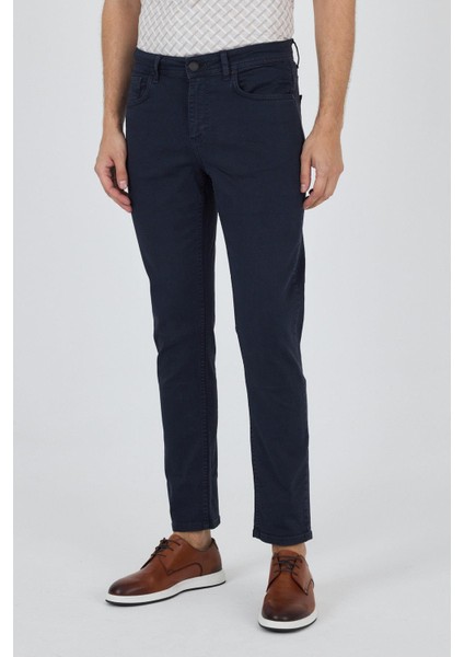 Koyu Lacivert Pamuklu 5 Cep Casual Slim Fit 5 Cep Pantolon 1003250318