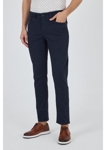 Koyu Lacivert Pamuklu 5 Cep Casual Slim Fit 5 Cep Pantolon 1003250318