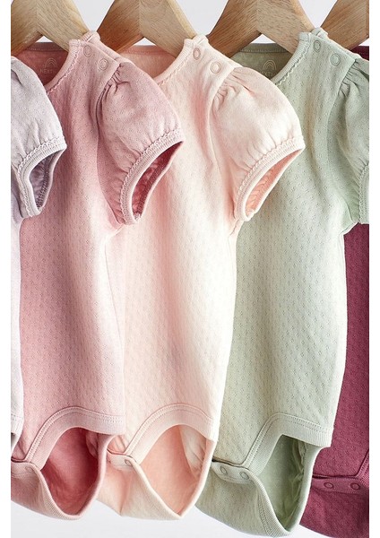 % 100 Pamuklu Pembe Dokuku Kısa Kollu 5’li Body Zıbın Set modelleri
