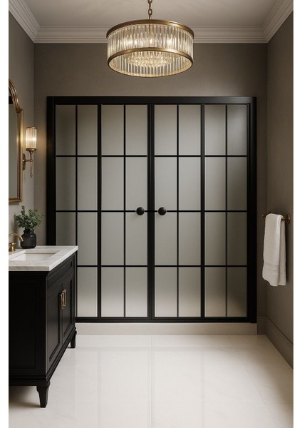 Duşakabin Ön Cephe Siyah Çizgi Komple Buzlu modelleri