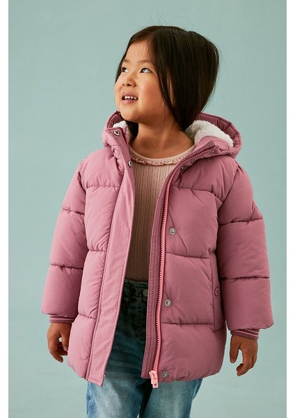 Pembe Tam Polar Astarlı Suya Dayanıklı Mont