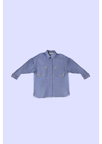 Kadın Jenna Taş Detaylı Gömlek - Mavi