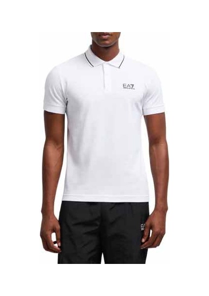 Erkek Ea7 Polo Yaka T-Shirt - Beyaz