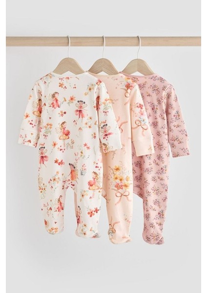 % 100 Pamuklu Krem Pembe Çiçek Desenli 3'lü Tulum Set fiyatları