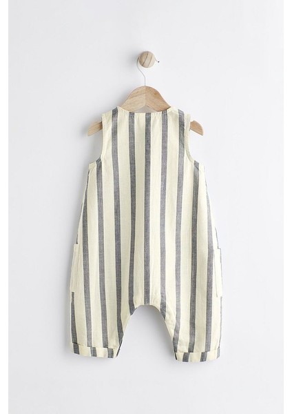 % 100 Pamuklu Beyaz Gri Çizgili Romper fırsatları