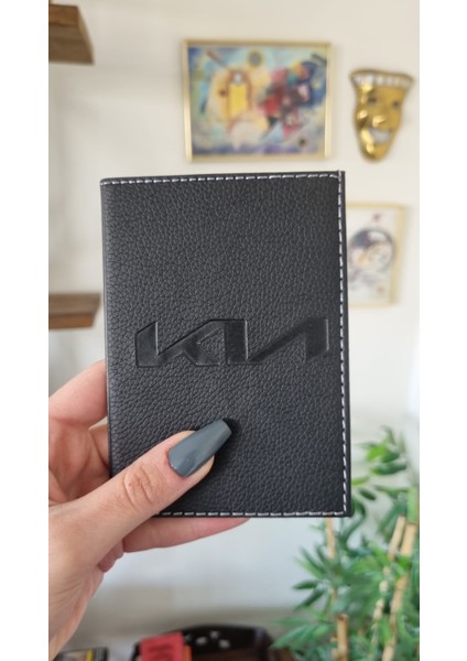 Kia Deri Dikişli Ruhsat Kılıfı Kabı Oto Araç Ruhsatlık Ruhsat Koruyucu