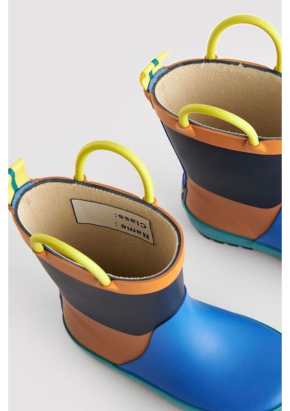 Mavi Turuncu Renk Bloklu Su Geçirmez Yağmur Botu /çizme modelleri