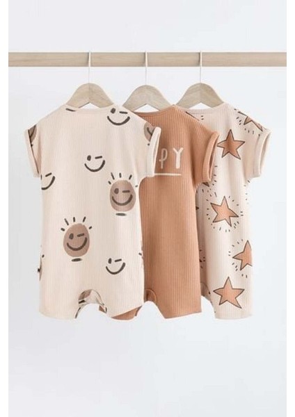 Pamuklu Krem Yıldız Desenli 3’lü Romper Set fiyatları
