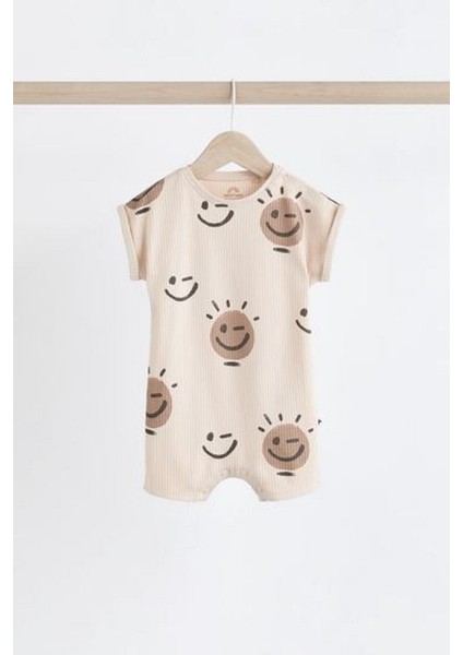 Pamuklu Krem Yıldız Desenli 3’lü Romper Set modelleri
