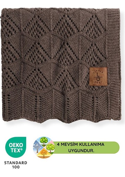 Lıttle Dedı Emily Bebek Çocuk Battaniyesi Model Örgü Desenli Kahverengi - 80X100