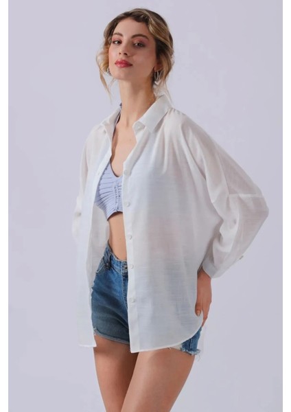 Pamuk Karışımlı Oversize Fit Uzun Kollu 2'li Paket Gömlek Bayan Gömlek 6781001S2 modelleri