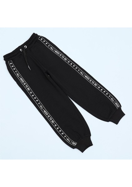 Kız Çocuk Şardonlu Kalın Pantolon - 22196 - Siyah