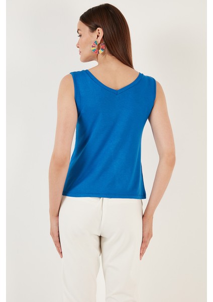 Slim Fit V Yaka Kalın Askılı 2' Li Paket Bluz Bayan Bluz 5864384S2