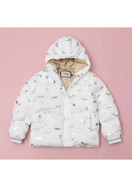 Kız Çocuk Şardonsuz Uzun Kol Kalın Mont - 24018 - Desenli