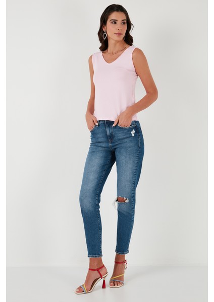 Slim Fit V Yaka Kalın Askılı 2' Li Paket Bluz Bayan Bluz 5864384S2 fırsatları