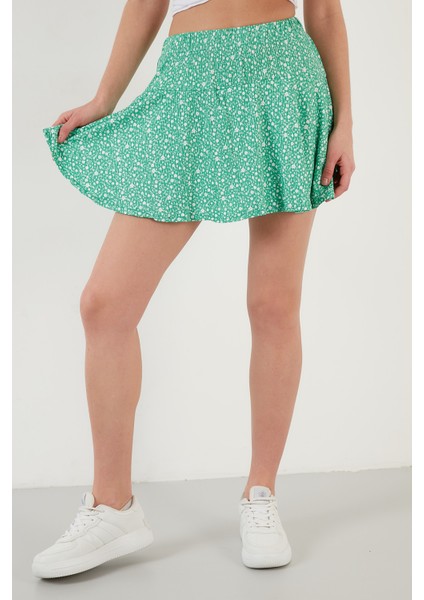 Desenli Beli Lastikli Slim Fit Mini 2'li Paket Şort Etek Bayan Şort Etek 5864024S2 modelleri