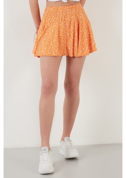 Desenli Beli Lastikli Slim Fit Mini 2'li Paket Şort Etek Bayan Şort Etek 5864024S2 fiyatları