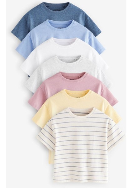 Pamuklu Kısa Kollu Basic 7'li Thsirt Set