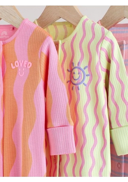 %100 Pamuklu Pembe Baskılı 3'lü Tulum Set modelleri